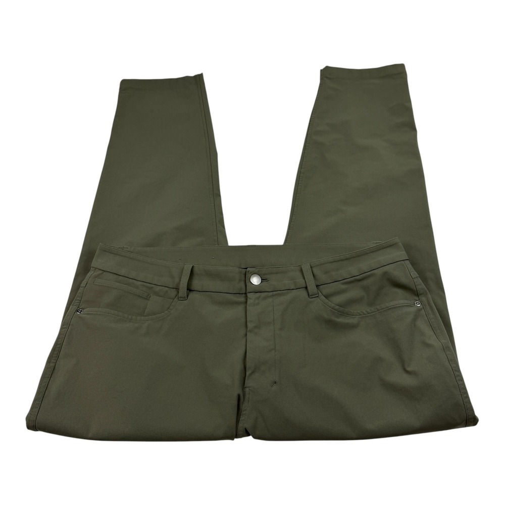Lululemon ABC Pant Slim 35 Warpstreme Army Green Olive 5-Pocket Commuter Golf
